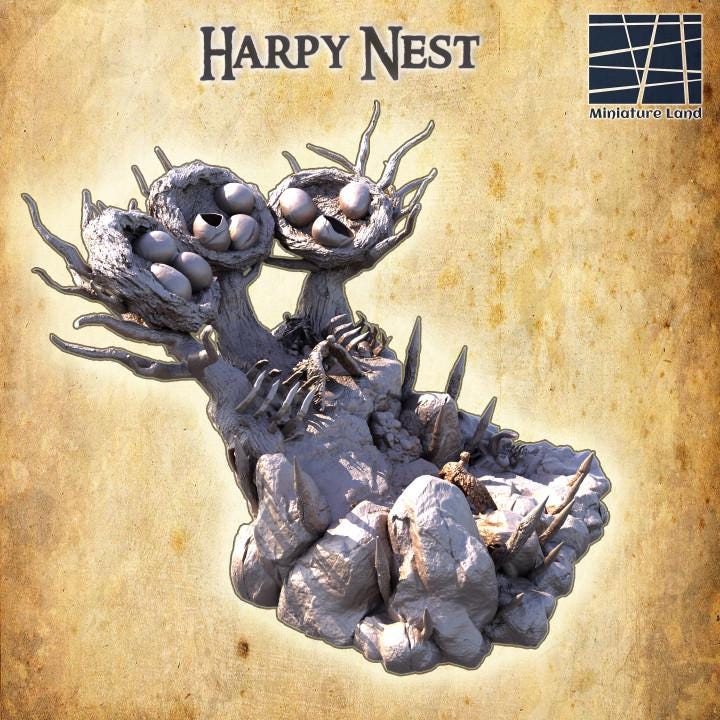 Harpy Nest, Miniature Land | Dungeons and Dragons | Pathfinder | Table Top RPG | 3D Printed Model