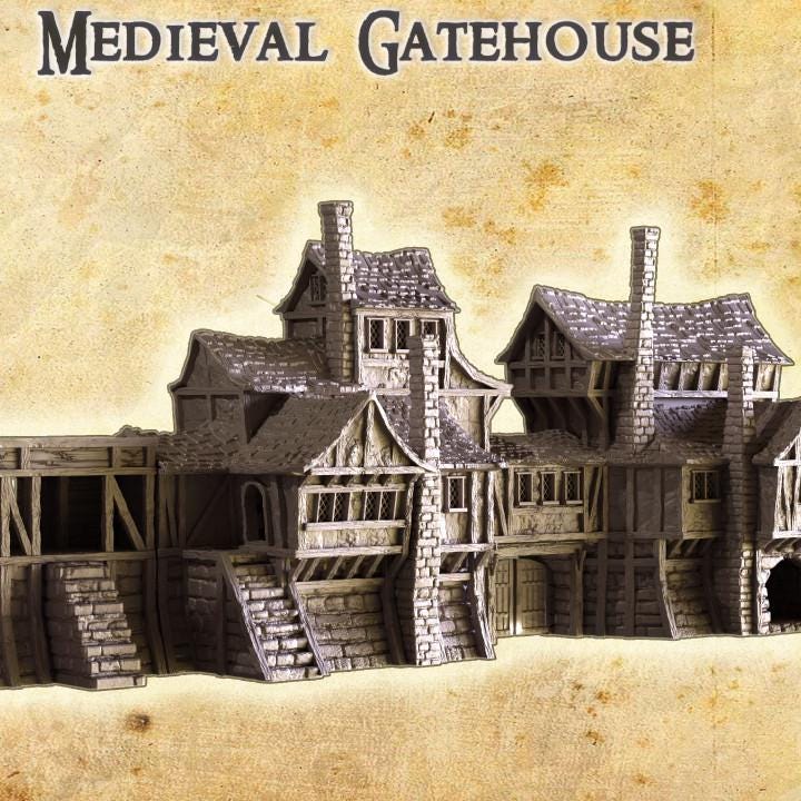 Medieval Gatehouse, Miniature Land | Dungeons and Dragons | Pathfinder | Table Top RPG | 3D Printed Model