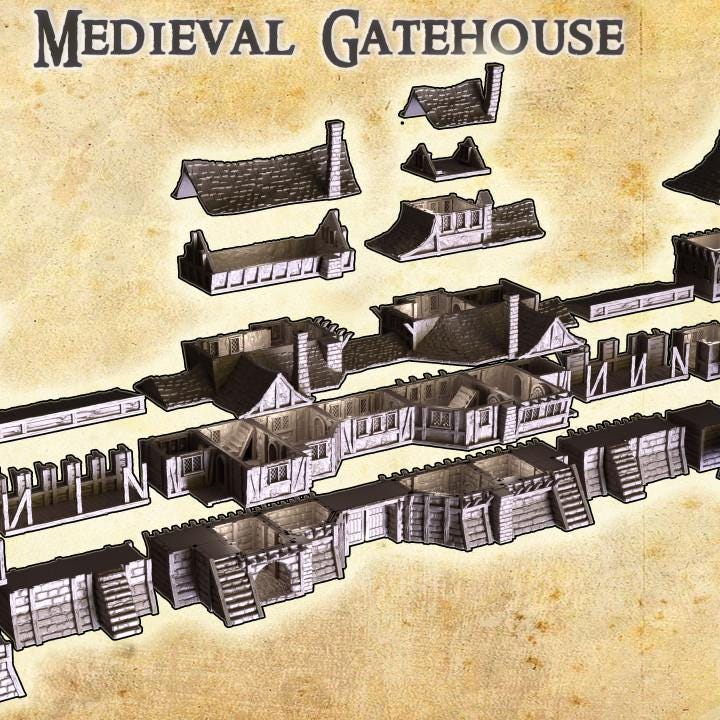 Medieval Gatehouse, Miniature Land | Dungeons and Dragons | Pathfinder | Table Top RPG | 3D Printed Model
