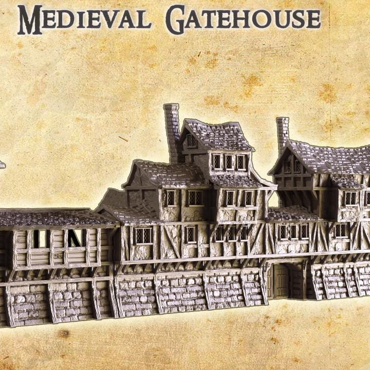 Medieval Gatehouse, Miniature Land | Dungeons and Dragons | Pathfinder | Table Top RPG | 3D Printed Model