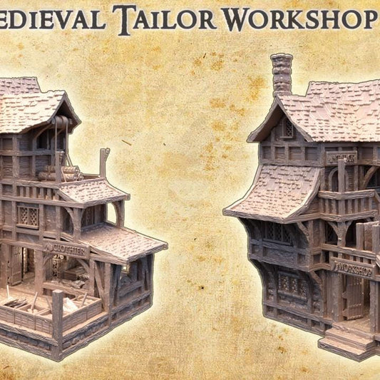 Medieval Tailor Workshop, Miniature Land | Dungeons and Dragons | Pathfinder | Table Top RPG | 3D Printed Model