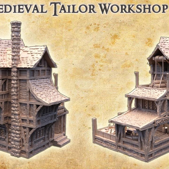 Medieval Tailor Workshop, Miniature Land | Dungeons and Dragons | Pathfinder | Table Top RPG | 3D Printed Model