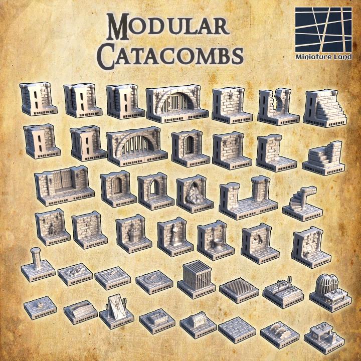 Modular Catacombs, Miniature Land | Dungeons and Dragons | Pathfinder | Table Top RPG | 3D Printed Model