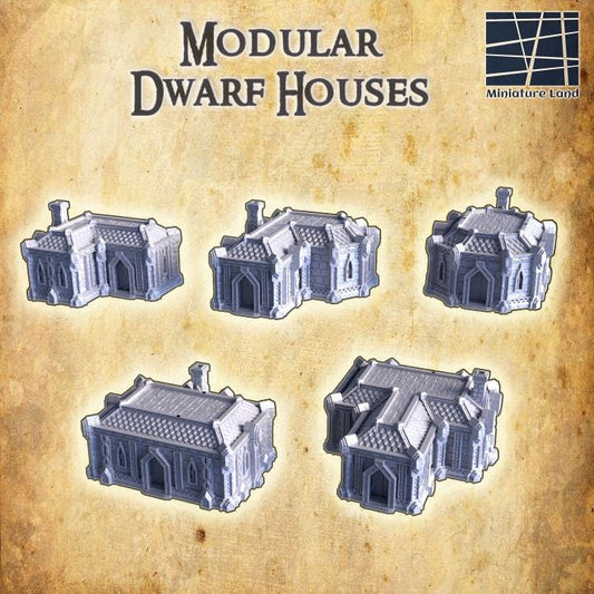 Modular Dwarf Homes, Miniature Land | Dungeons and Dragons | Pathfinder | Table Top RPG | 3D Printed Model