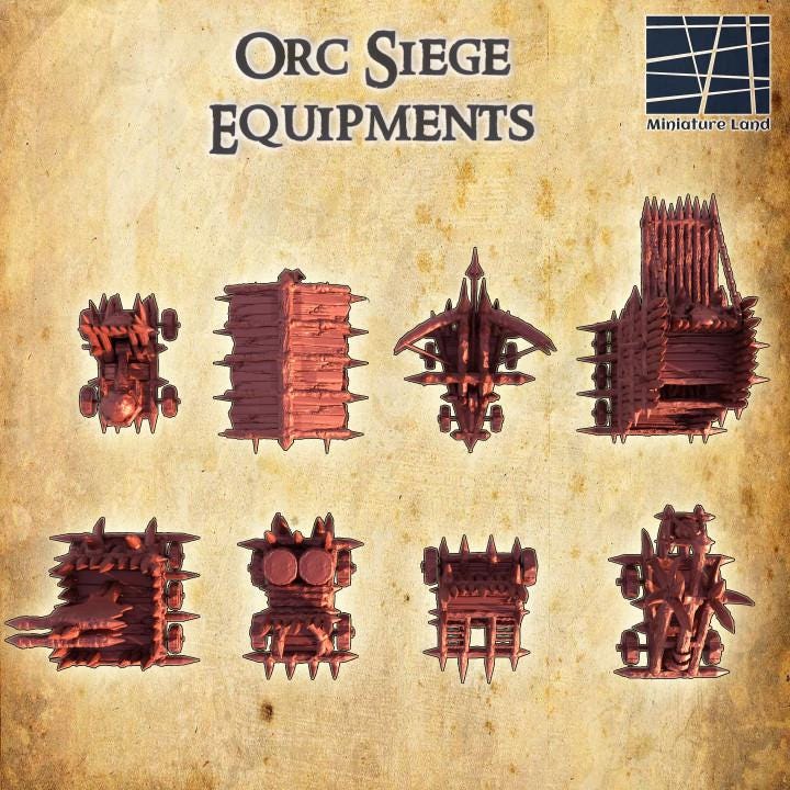 Orc Siege Equipment, Miniature Land | Dungeons and Dragons | Pathfinder | Table Top RPG | 3D Printed Model
