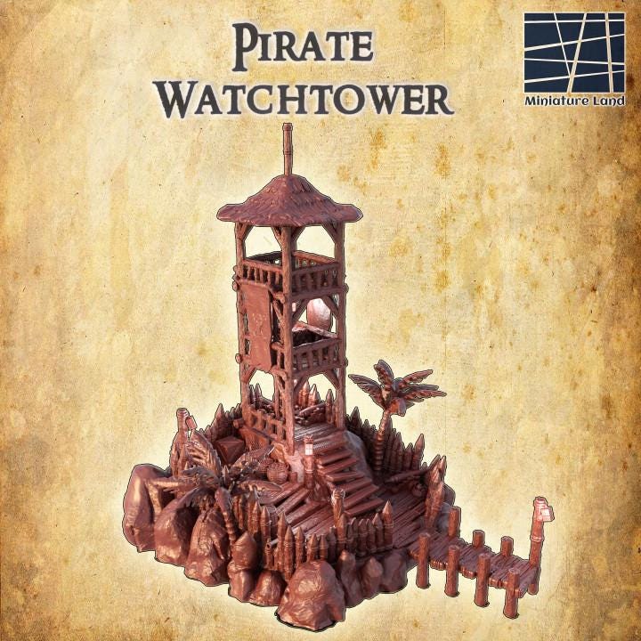 Pirate Watch Tower, Miniature Land | Dungeons and Dragons | Pathfinder | Table Top RPG | 3D Printed Model