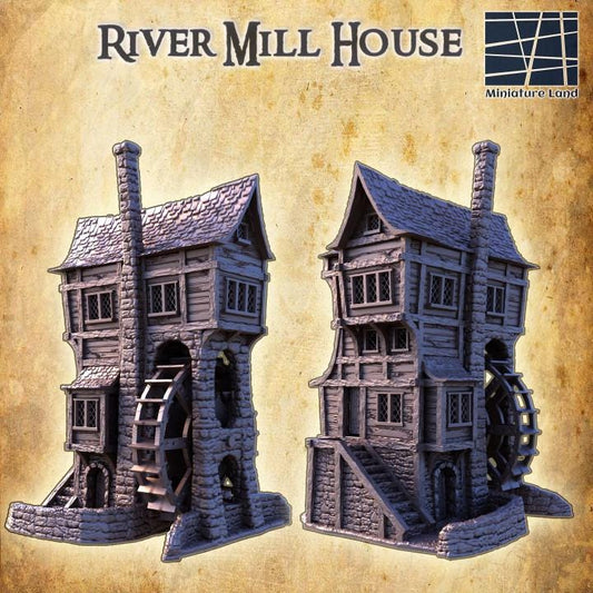 River Mill House, Miniature Land | Dungeons and Dragons | Pathfinder | Table Top RPG | 3D Printed Model