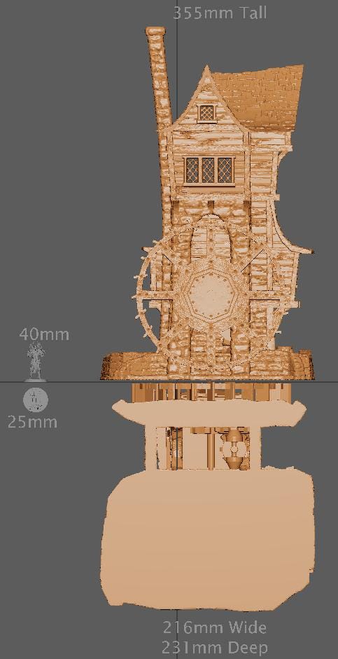 River Mill House, Miniature Land | Dungeons and Dragons | Pathfinder | Table Top RPG | 3D Printed Model