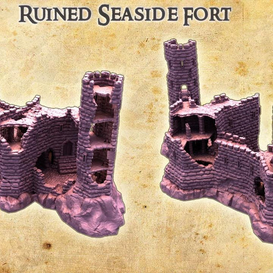 Ruined Seaside Fort, Miniature Land | Dungeons and Dragons | Pathfinder | Table Top RPG | 3D Printed Model