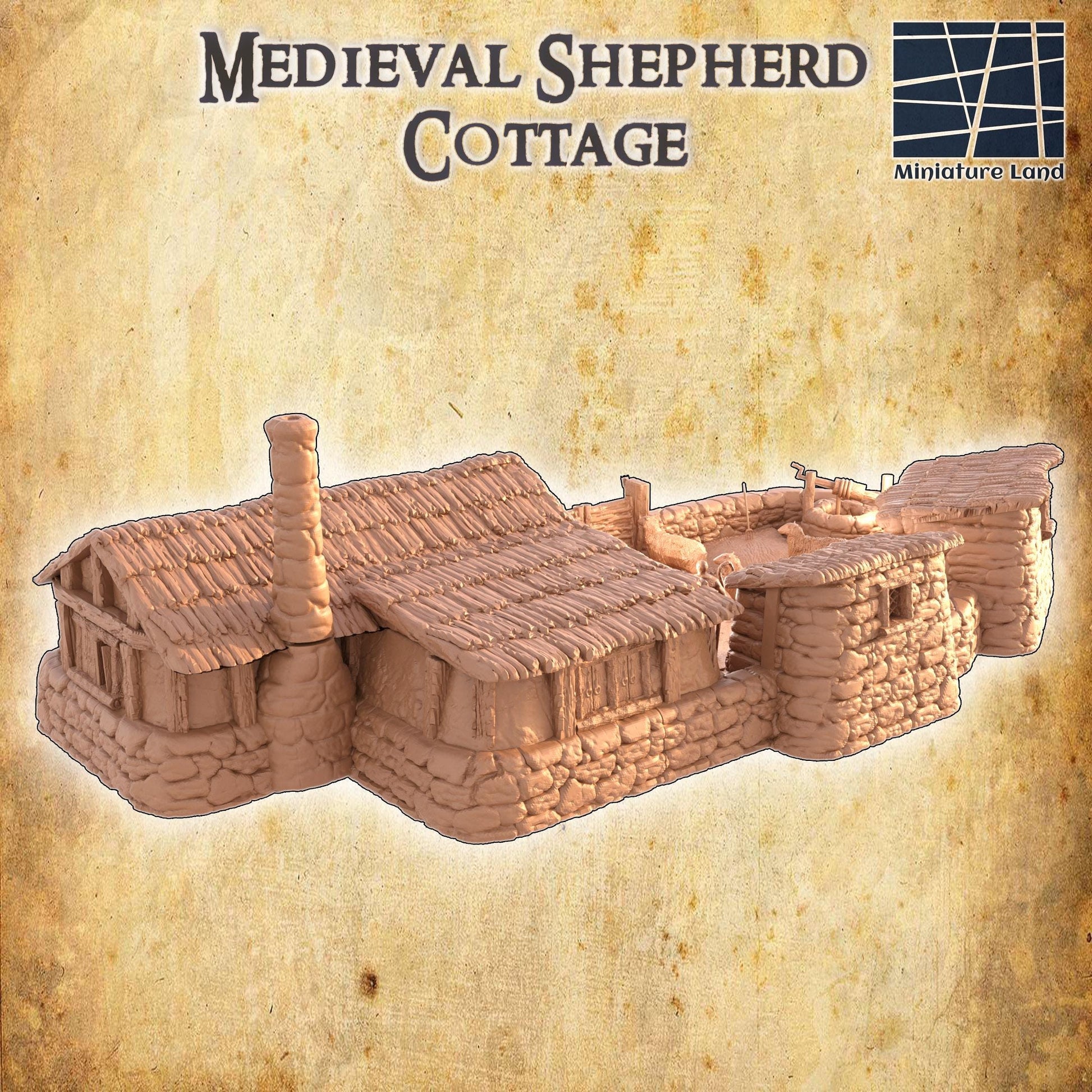 Shepherds Cottage, Miniature Land | Dungeons and Dragons | Pathfinder | Table Top RPG | 3D Printed Model