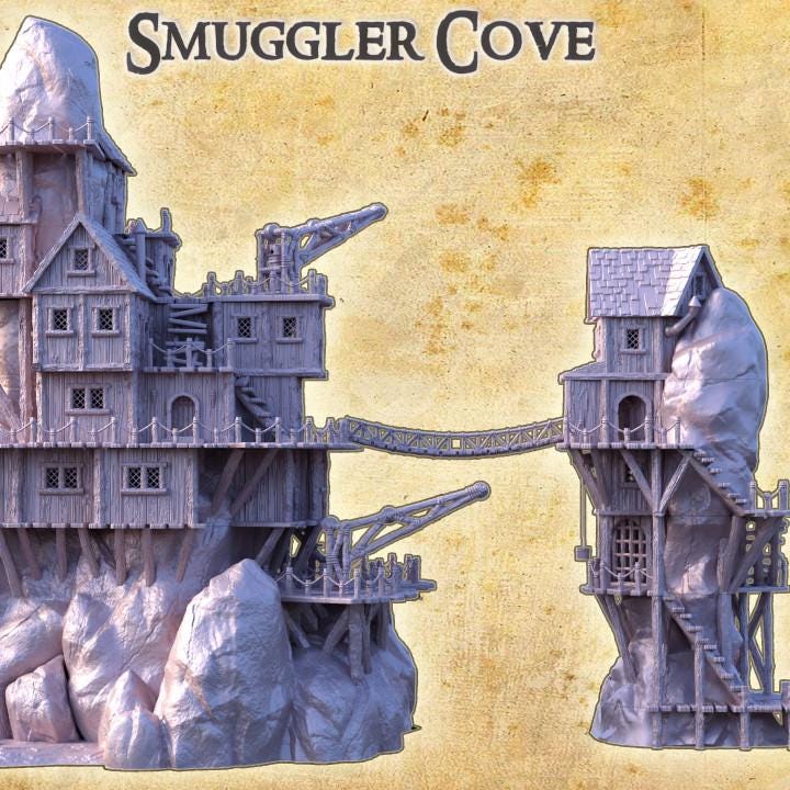 Smugglers Cove, Miniature Land | Dungeons and Dragons | Pathfinder | Table Top RPG | 3D Printed Model