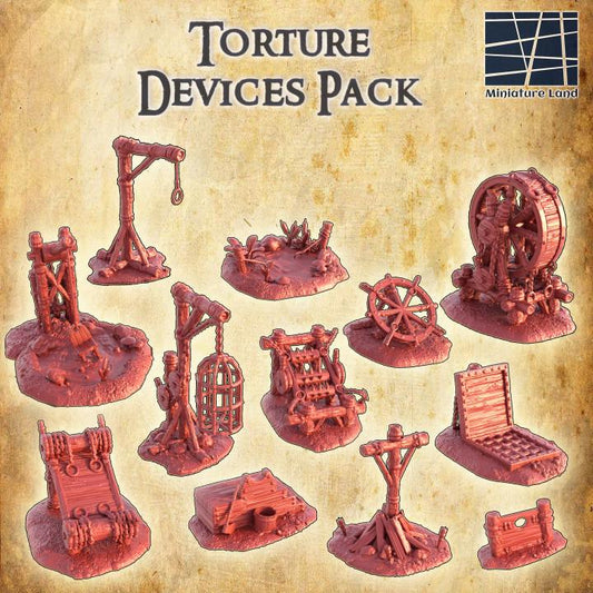 Torture Devices, Miniature Land | Dungeons and Dragons | Pathfinder | Table Top RPG | 3D Printed Model