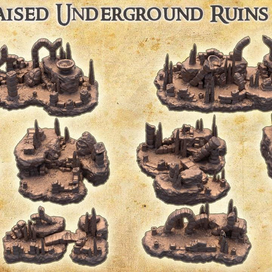 Underground Ruins, Miniature Land | Dungeons and Dragons | Pathfinder | Table Top RPG | 3D Printed Model
