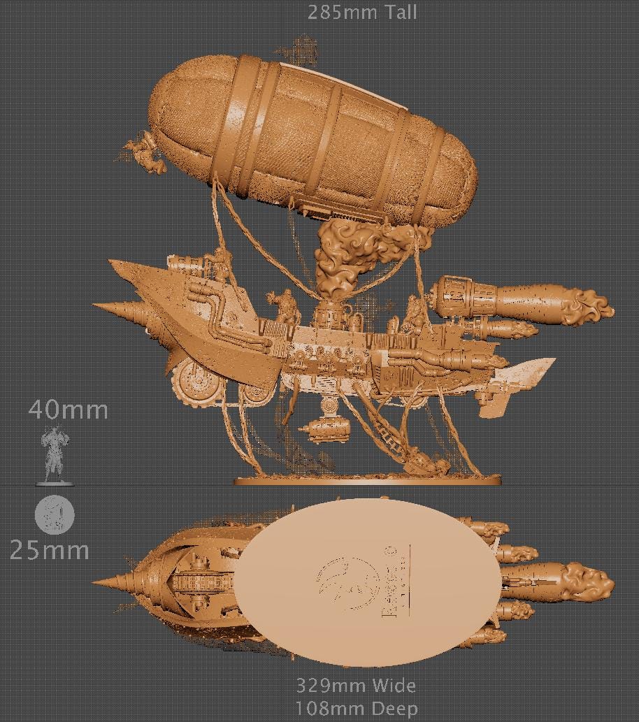 Drakarion Airship, Lord of the Print | Dungeons and Dragons | Pathfinder | Table Top RPG | 3D Printed Model