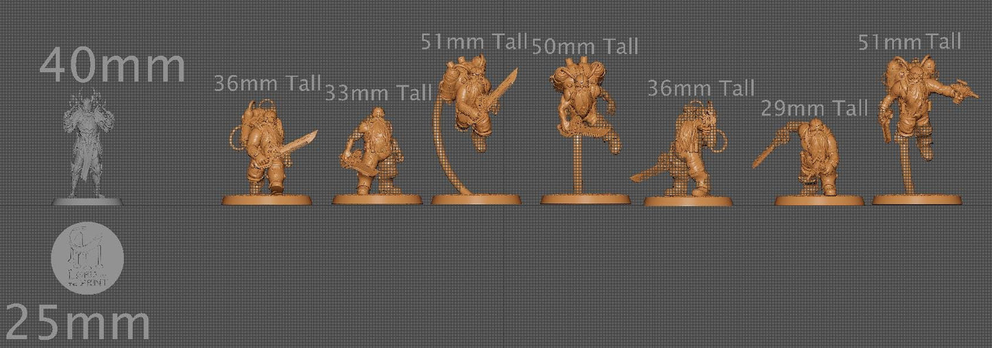 Dwarf Steampunk Soldiers, Pack 2, Lord of the Print | Dungeons and Dragons | Pathfinder | Table Top RPG | 3D Printed Model