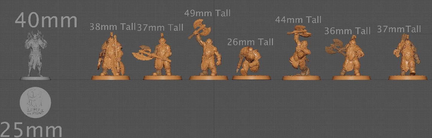 Dwarf Warriors, Pack 1, Lord of the Print | Dungeons and Dragons | Pathfinder | Table Top RPG | 3D Printed Model