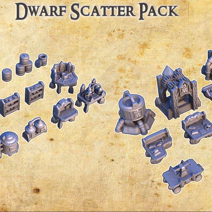 Dwarven Scatter Pack, Miniature Land | Dungeons and Dragons | Pathfinder | Table Top RPG | 3D Printed Model