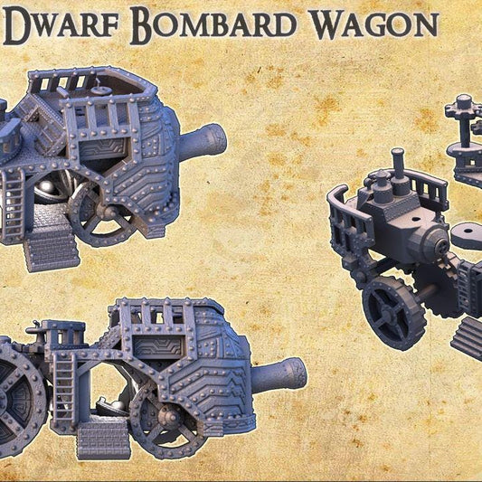 Dwarf Bombard Wagon, Miniature Land | Dungeons and Dragons | Pathfinder | Table Top RPG | 3D Printed Model