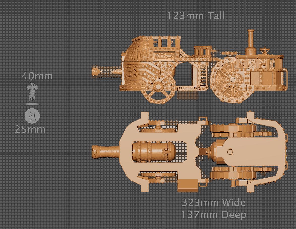 Dwarf Bombard Wagon, Miniature Land | Dungeons and Dragons | Pathfinder | Table Top RPG | 3D Printed Model