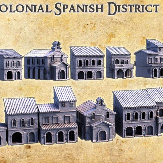 Colonial Spanish District, Miniature Land | Dungeons and Dragons | Pathfinder | Table Top RPG | 3D Printed Model