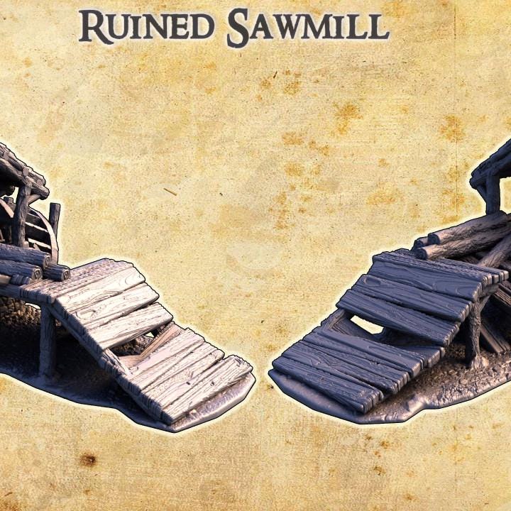 Ruined Sawmill, Miniature Land | Dungeons and Dragons | Pathfinder | Table Top RPG | 3D Printed Model