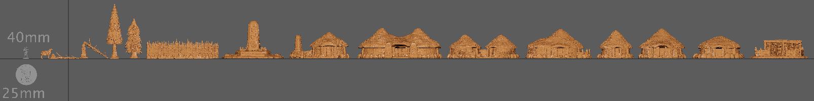 Barbarian Huts, Miniature Land | Dungeons and Dragons | Pathfinder | Table Top RPG | 3D Printed Model