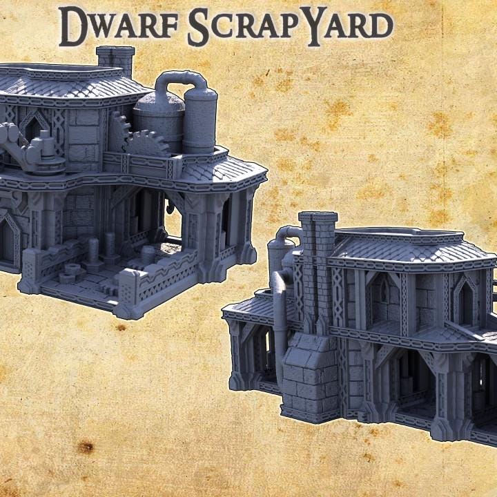 Dwarven Scrapyard, Miniature Land | Dungeons and Dragons | Pathfinder | Table Top RPG | 3D Printed Model