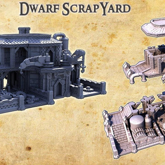 Dwarven Scrapyard, Miniature Land | Dungeons and Dragons | Pathfinder | Table Top RPG | 3D Printed Model