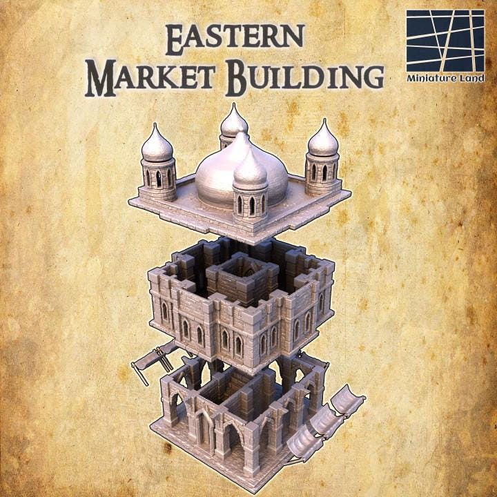 Eastern Marketplace, Miniature Land | Dungeons and Dragons | Pathfinder | Table Top RPG | 3D Printed Model