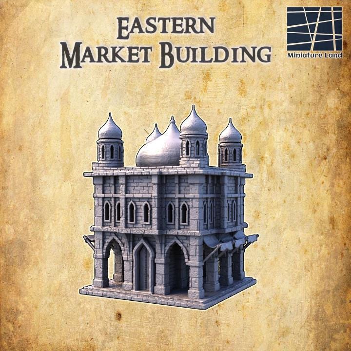 Eastern Marketplace, Miniature Land | Dungeons and Dragons | Pathfinder | Table Top RPG | 3D Printed Model
