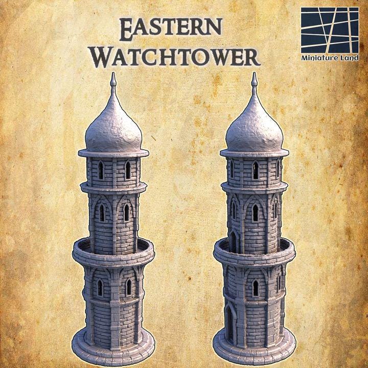 Eastern Watchtower, Miniature Land | Dungeons and Dragons | Pathfinder | Table Top RPG | 3D Printed Model