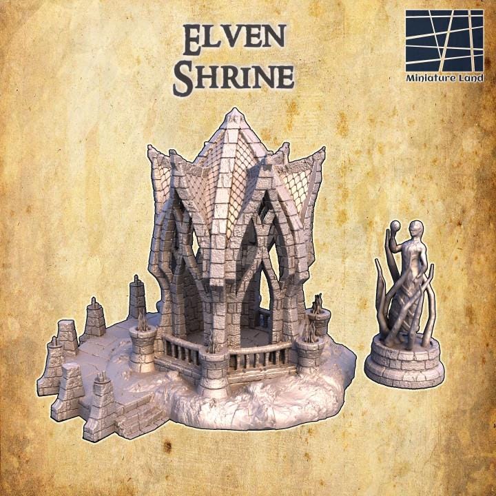 Elven Shrine, Miniature Land | Dungeons and Dragons | Pathfinder | Table Top RPG | 3D Printed Model