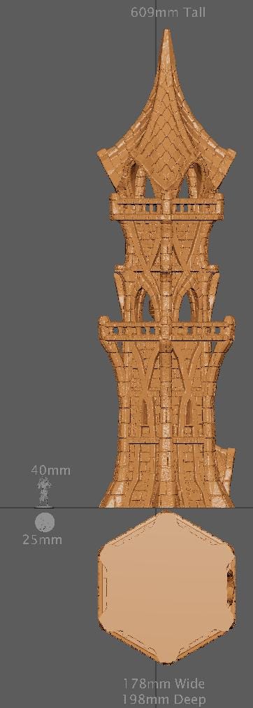 Elven Watchtower, Miniature Land | Dungeons and Dragons | Pathfinder | Table Top RPG | 3D Printed Model