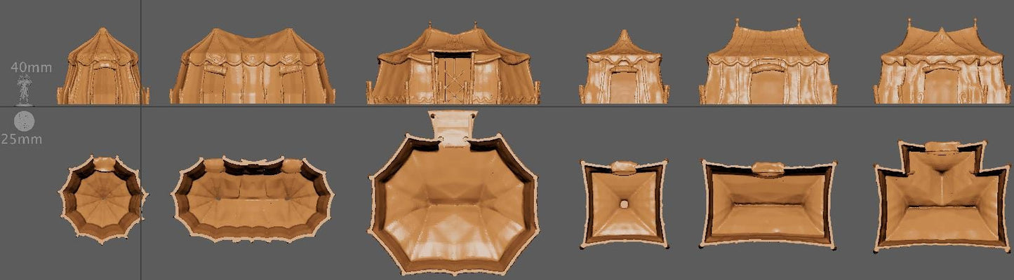 Festival Tents, Miniature Land | Dungeons and Dragons | Pathfinder | Table Top RPG | 3D Printed Model