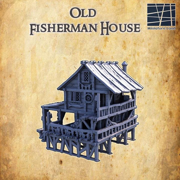 Old Fisherman Hut, Miniature Land | Dungeons and Dragons | Pathfinder | Table Top RPG | 3D Printed Model