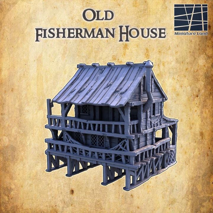 Old Fisherman Hut, Miniature Land | Dungeons and Dragons | Pathfinder | Table Top RPG | 3D Printed Model