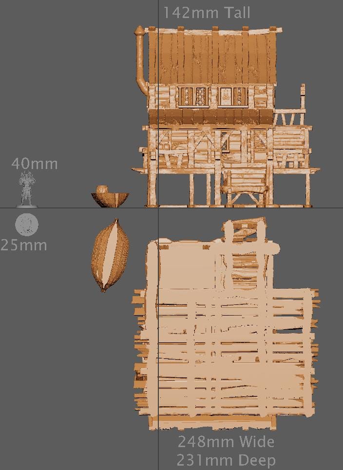 Old Fisherman Hut, Miniature Land | Dungeons and Dragons | Pathfinder | Table Top RPG | 3D Printed Model