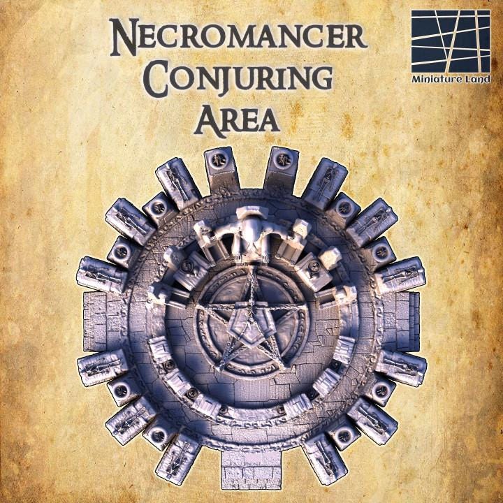 Necromancer Summoning Circle, Miniature Land | Dungeons and Dragons | Pathfinder | Table Top RPG | 3D Printed Model