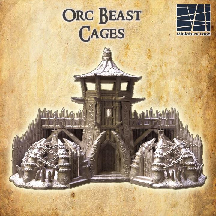 Orc Beast Cages, Miniature Land | Dungeons and Dragons | Pathfinder | Table Top RPG | 3D Printed Model
