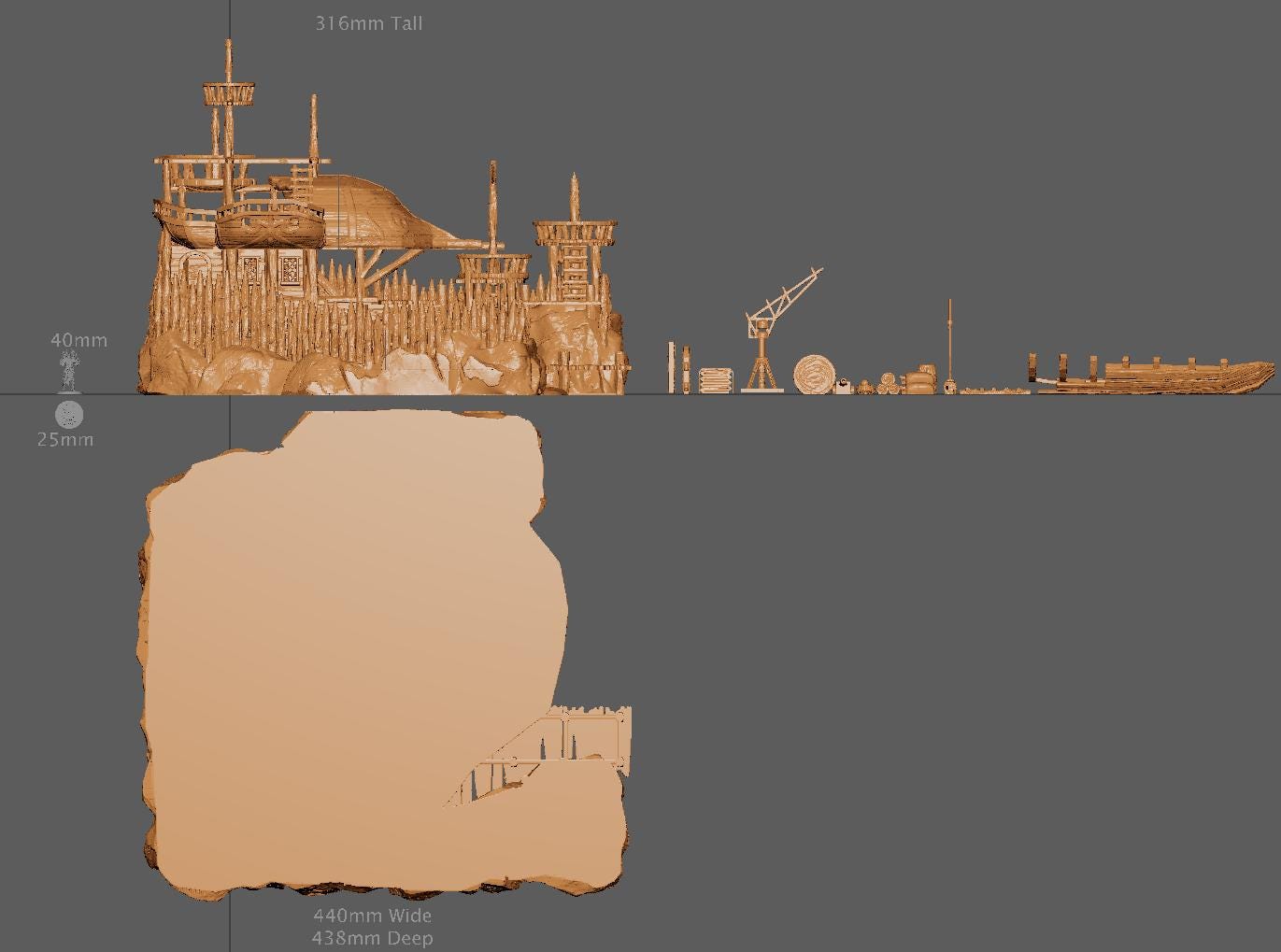 Pirate Shipyard, Miniature Land | Dungeons and Dragons | Pathfinder | Table Top RPG | 3D Printed Model