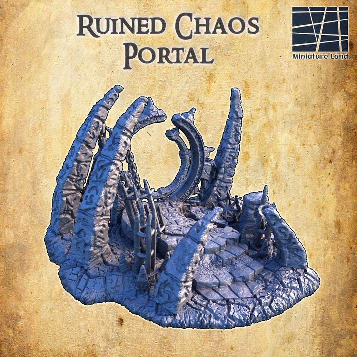 Ruined Chaos Portal, Miniature Land | Dungeons and Dragons | Pathfinder | Table Top RPG | 3D Printed Model