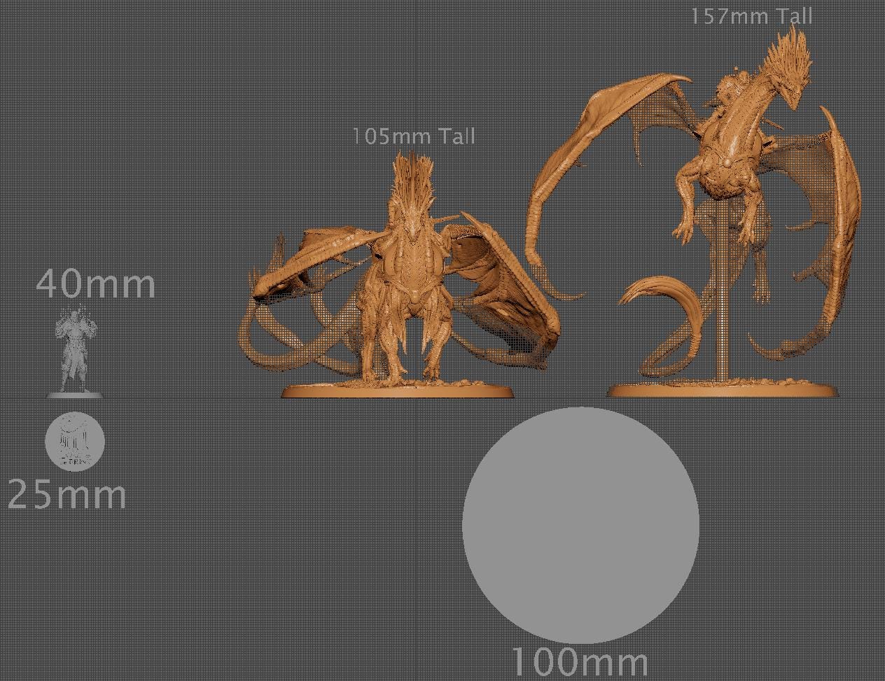 Dragon Watcher Riders, Rescale Miniatures | Dungeons and Dragons | Pathfinder | Table Top RPG | 3D Printed Model