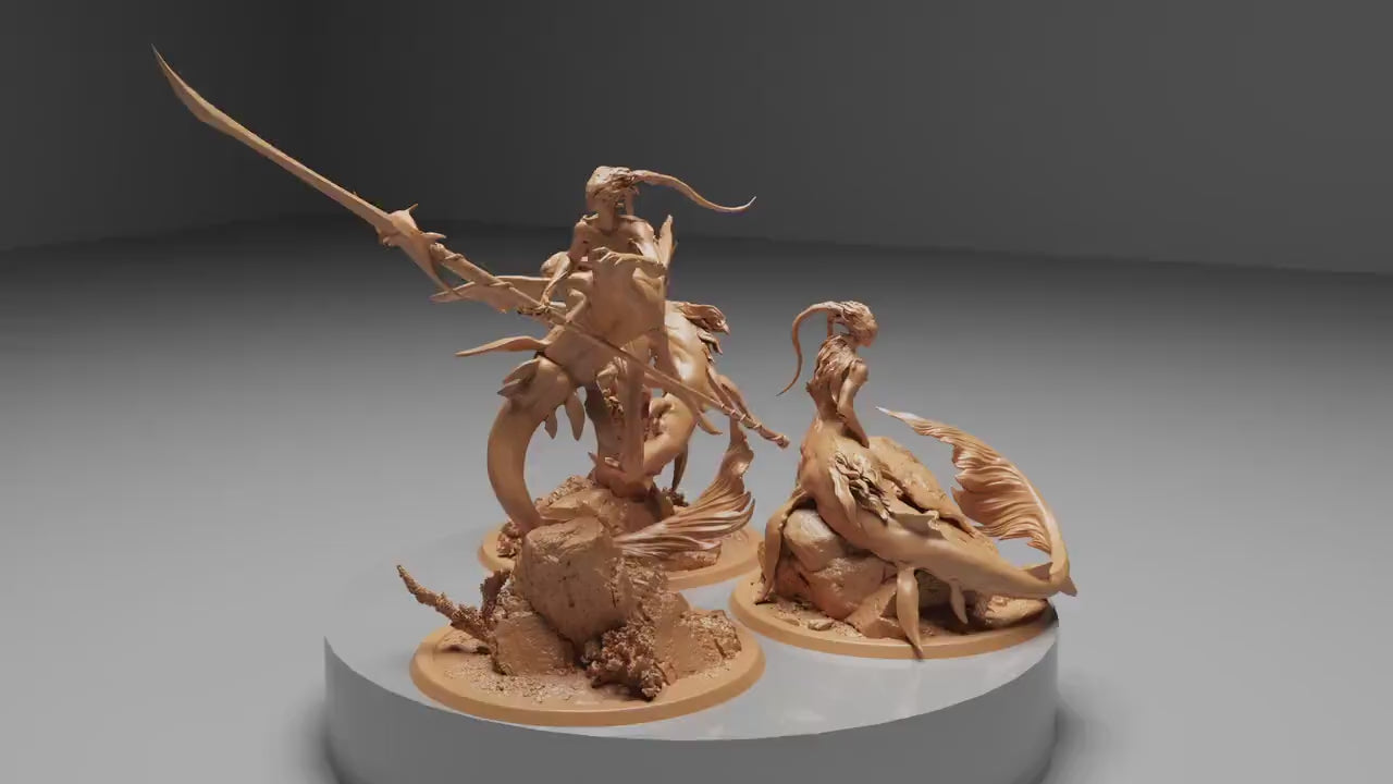 Mermaid Trio | Aussie 3D Printed Miniatures and Terrain