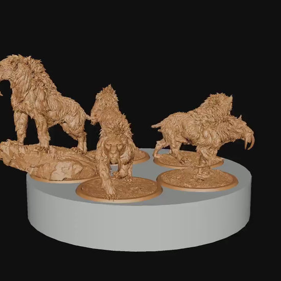 Wild Sabertooth Tigers, Rescale Miniatures | Dungeons and Dragons | Pathfinder | Table Top RPG | 3D Printed Model