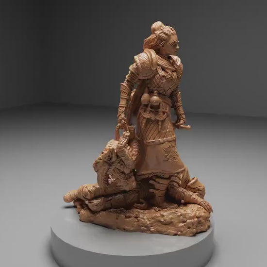 Kalia the Monster Huntress, Powerful NPC, Ernest Nemirovsky | Dungeons and Dragons | Pathfinder | Table Top RPG | 3D Printed Model