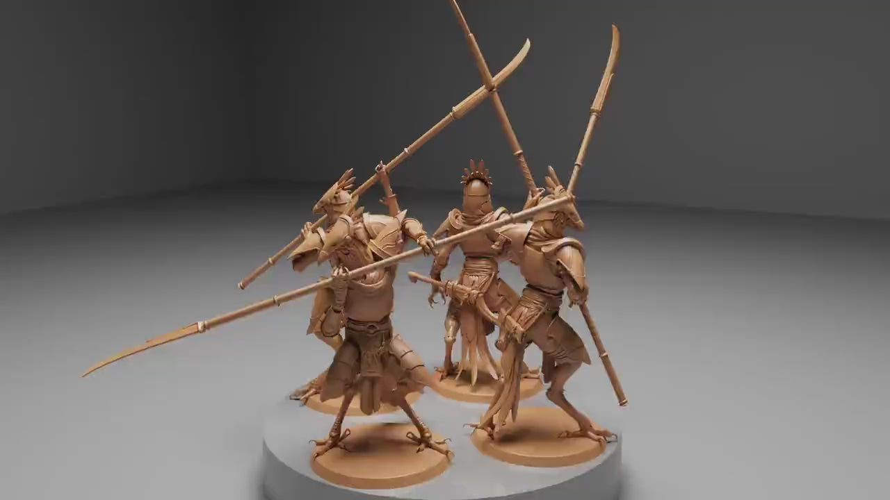 Kenku Naginata Soldiers, Dinotopia, Lord of the Print | Dungeons and Dragons | Pathfinder | Table Top RPG | 3D Printed Model