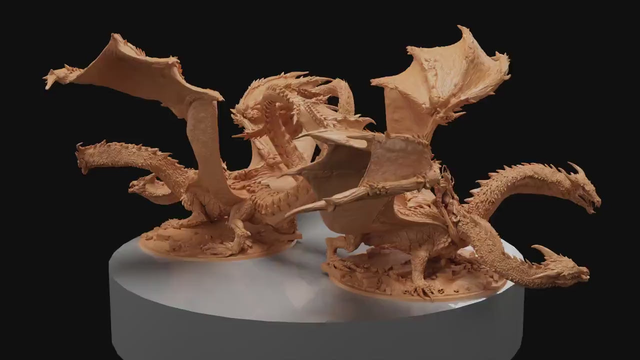 Bialmuth, Two Headed Dragon, Rescale Miniatures | Dungeons and Dragons | Pathfinder | Table Top RPG | 3D Printed Model