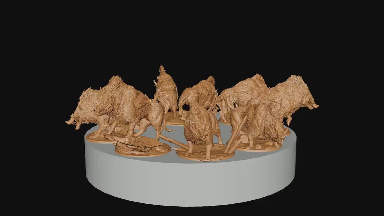 Wild Hogs, Rescale Miniatures | Dungeons and Dragons | Pathfinder | Table Top RPG | 3D Printed Model