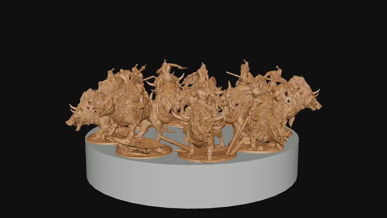 Hog Riders, Rescale Miniatures | Dungeons and Dragons | Pathfinder | Table Top RPG | 3D Printed Model