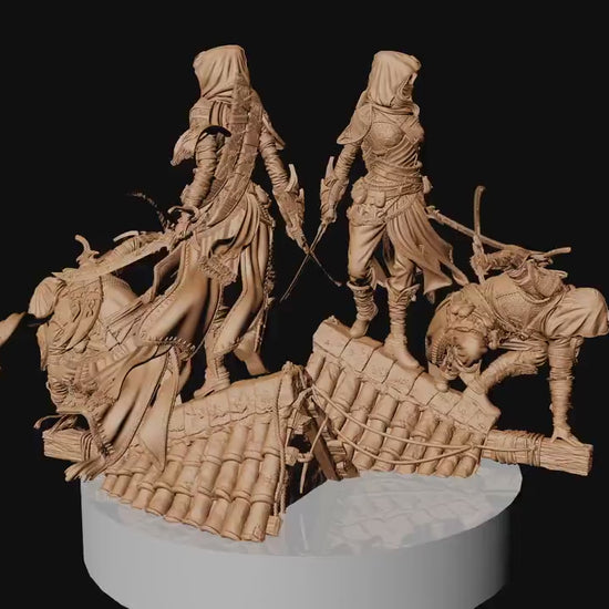 Artemesia and Nasir Statue, Assassin, Ernest Nemirovsky| Dungeons and Dragons | Pathfinder | Table Top RPG | 3D Printed Model